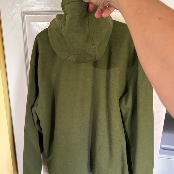 Carhartt Olive Sweatshirt with Bright Yellow Lettering - Picture 3 of 5